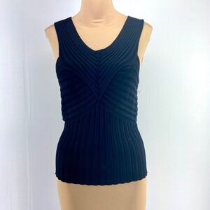 Belldini Black Ribbed Knit Criss Cross Tank Top Womens Medium